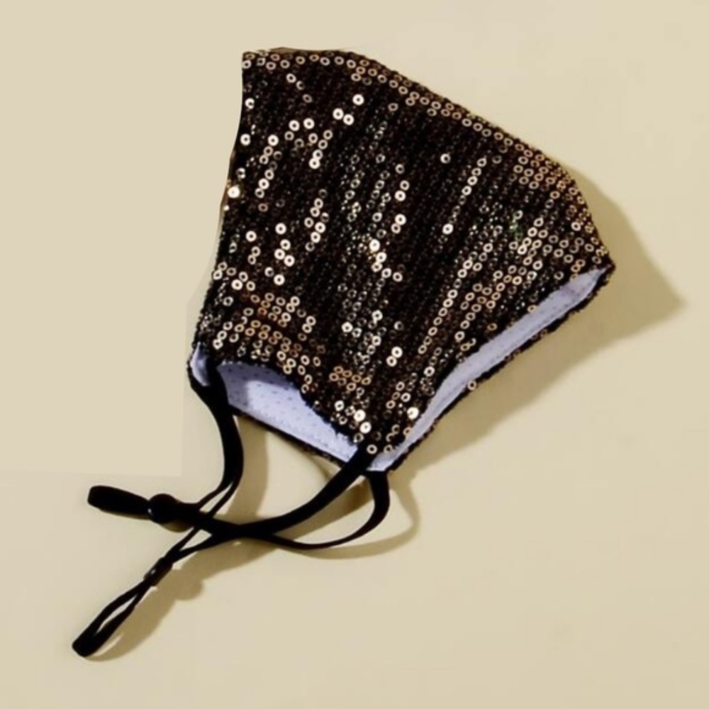 Black Gold Sequin Face Mask